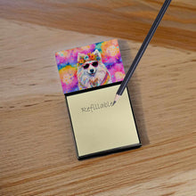 Load image into Gallery viewer, Samoyed Hippie Dawg Sticky Note Holder- Refiilable Desk Accessory Note Pad