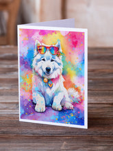 Load image into Gallery viewer, Samoyed Hippie Dawg Greeting Cards - Blank Note Cards – 8-Pack of Artist-Designed Cards with Envelopes