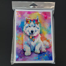 Load image into Gallery viewer, Samoyed Hippie Dawg Greeting Cards - Blank Note Cards – 8-Pack of Artist-Designed Cards with Envelopes
