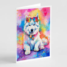 Load image into Gallery viewer, Samoyed Hippie Dawg Greeting Cards - Blank Note Cards – 8-Pack of Artist-Designed Cards with Envelopes
