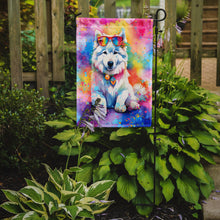 Load image into Gallery viewer, Samoyed Hippie Dawg Garden Flag – Retro Dog with Sunglasses &amp; Multicolored Background
