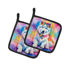 Load image into Gallery viewer, Samoyed Hippie Dawg Pot Holders - Set of 2 Decorative Kitchen Helpers | Made in the USA