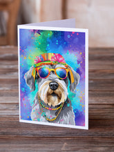 Load image into Gallery viewer, Schnauzer Hippie Dawg Greeting Cards - Blank Note Cards – 8-Pack of Artist-Designed Cards with Envelopes