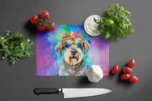 Load image into Gallery viewer, Schnauzer Hippie Dawg Glass Cutting Boards – Durable, Decorative Kitchen Art Large