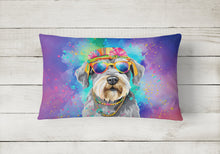 Load image into Gallery viewer, Schnauzer Hippie Dawg Fabric Decorative Pillow