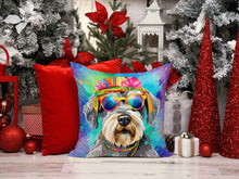 Load image into Gallery viewer, Schnauzer Hippie Dawg Throw Pillow - 14x14 Decorative Pillow – Art for Your Home &amp; Patio