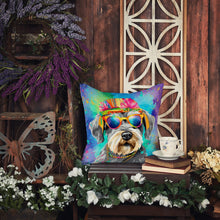 Load image into Gallery viewer, Schnauzer Hippie Dawg Throw Pillow - 14x14 Decorative Pillow – Art for Your Home &amp; Patio
