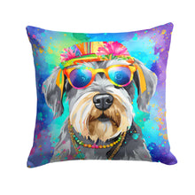 Load image into Gallery viewer, Schnauzer Hippie Dawg Throw Pillow - 14x14 Decorative Pillow – Art for Your Home &amp; Patio