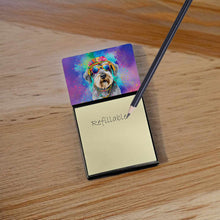 Load image into Gallery viewer, Schnauzer Hippie Dawg Sticky Note Holder- Refiilable Desk Accessory Note Pad
