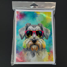 Load image into Gallery viewer, Schnauzer Hippie Dawg Greeting Cards - Blank Note Cards – 8-Pack of Artist-Designed Cards with Envelopes