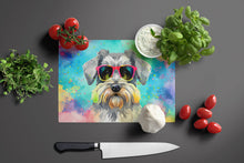 Load image into Gallery viewer, Schnauzer Hippie Dawg Glass Cutting Boards – Durable, Decorative Kitchen Art Large