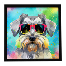 Load image into Gallery viewer, Schnauzer Hippie Dawg Framed Metal Print