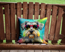Load image into Gallery viewer, Schnauzer Hippie Dawg Throw Pillow - 14x14 Decorative Pillow – Art for Your Home &amp; Patio