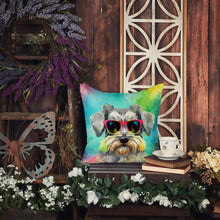 Load image into Gallery viewer, Schnauzer Hippie Dawg Fabric Decorative Pillow