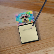 Load image into Gallery viewer, Schnauzer Hippie Dawg Sticky Note Holder- Refiilable Desk Accessory Note Pad