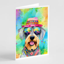 Load image into Gallery viewer, Schnauzer Hippie Dawg Greeting Cards - Blank Note Cards – 8-Pack of Artist-Designed Cards with Envelopes
