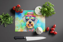 Load image into Gallery viewer, Schnauzer Hippie Dawg Glass Cutting Boards – Durable, Decorative Kitchen Art Large