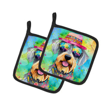 Load image into Gallery viewer, Schnauzer Hippie Dawg Pot Holders - Set of 2 Decorative Kitchen Helpers | Made in the USA