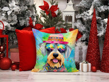 Load image into Gallery viewer, Schnauzer Hippie Dawg Throw Pillow - 14x14 Decorative Pillow – Art for Your Home &amp; Patio