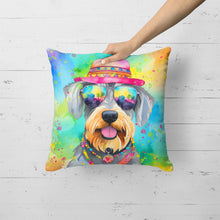 Load image into Gallery viewer, Schnauzer Hippie Dawg Fabric Decorative Pillow