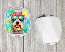 Load image into Gallery viewer, Schnauzer Hippie Dawg Compact Mirror – Stylish Purse Mirror with Artistic Covers