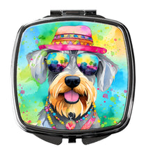 Load image into Gallery viewer, Schnauzer Hippie Dawg Compact Mirror – Stylish Purse Mirror with Artistic Covers