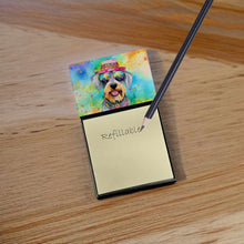 Load image into Gallery viewer, Schnauzer Hippie Dawg Sticky Note Holder- Refiilable Desk Accessory Note Pad