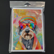 Load image into Gallery viewer, Schnauzer Hippie Dawg Greeting Cards - Blank Note Cards – 8-Pack of Artist-Designed Cards with Envelopes