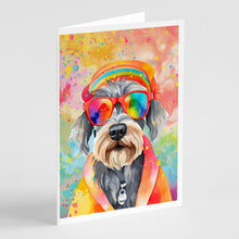 Load image into Gallery viewer, Schnauzer Hippie Dawg Greeting Cards - Blank Note Cards – 8-Pack of Artist-Designed Cards with Envelopes