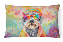 Load image into Gallery viewer, Schnauzer Hippie Dawg Fabric Decorative Pillow