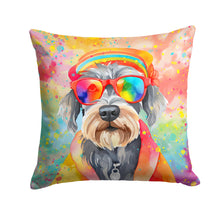 Load image into Gallery viewer, Schnauzer Hippie Dawg Throw Pillow - 14x14 Decorative Pillow – Art for Your Home &amp; Patio