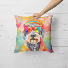 Load image into Gallery viewer, Schnauzer Hippie Dawg Fabric Decorative Pillow