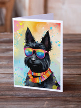 Load image into Gallery viewer, Scottish Terrier Hippie Dawg Greeting Cards - Blank Note Cards – 8-Pack of Artist-Designed Cards with Envelopes
