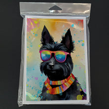 Load image into Gallery viewer, Scottish Terrier Hippie Dawg Greeting Cards - Blank Note Cards – 8-Pack of Artist-Designed Cards with Envelopes