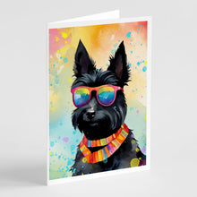 Load image into Gallery viewer, Scottish Terrier Hippie Dawg Greeting Cards - Blank Note Cards – 8-Pack of Artist-Designed Cards with Envelopes