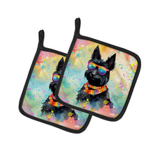 Load image into Gallery viewer, Scottish Terrier Hippie Dawg Pot Holders - Set of 2 Decorative Kitchen Helpers | Made in the USA