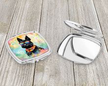 Load image into Gallery viewer, Scottish Terrier Hippie Dawg Compact Mirror – Stylish Purse Mirror with Artistic Covers