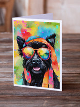 Load image into Gallery viewer, Scottish Terrier Hippie Dawg Greeting Cards - Blank Note Cards – 8-Pack of Artist-Designed Cards with Envelopes