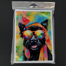 Load image into Gallery viewer, Scottish Terrier Hippie Dawg Greeting Cards - Blank Note Cards – 8-Pack of Artist-Designed Cards with Envelopes
