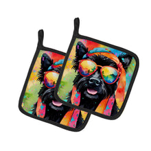 Load image into Gallery viewer, Scottish Terrier Hippie Dawg Pot Holders - Set of 2 Decorative Kitchen Helpers | Made in the USA