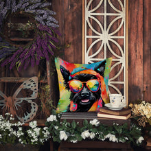 Load image into Gallery viewer, Scottish Terrier Hippie Dawg Fabric Decorative Pillow
