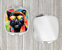 Load image into Gallery viewer, Scottish Terrier Hippie Dawg Compact Mirror – Stylish Purse Mirror with Artistic Covers
