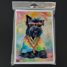 Load image into Gallery viewer, Scottish Terrier Hippie Dawg Greeting Cards - Blank Note Cards – 8-Pack of Artist-Designed Cards with Envelopes