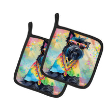Load image into Gallery viewer, Scottish Terrier Hippie Dawg Pot Holders - Set of 2 Decorative Kitchen Helpers | Made in the USA