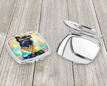 Load image into Gallery viewer, Scottish Terrier Hippie Dawg Compact Mirror – Stylish Purse Mirror with Artistic Covers