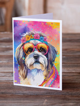 Load image into Gallery viewer, Shih Tzu Hippie Dawg Greeting Cards - Blank Note Cards – 8-Pack of Artist-Designed Cards with Envelopes