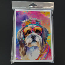 Load image into Gallery viewer, Shih Tzu Hippie Dawg Greeting Cards - Blank Note Cards – 8-Pack of Artist-Designed Cards with Envelopes