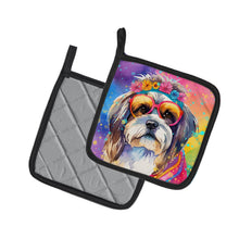 Load image into Gallery viewer, Shih Tzu Hippie Dawg Pot Holders - Set of 2 Decorative Kitchen Helpers | Made in the USA