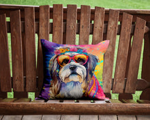 Load image into Gallery viewer, Shih Tzu Hippie Dawg Throw Pillow - 14x14 Decorative Pillow – Art for Your Home &amp; Patio