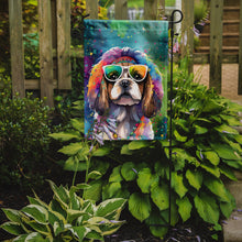 Load image into Gallery viewer, Shih Tzu Hippie Dawg Garden Flag – Retro Dog with Sunglasses &amp; Multicolored Background